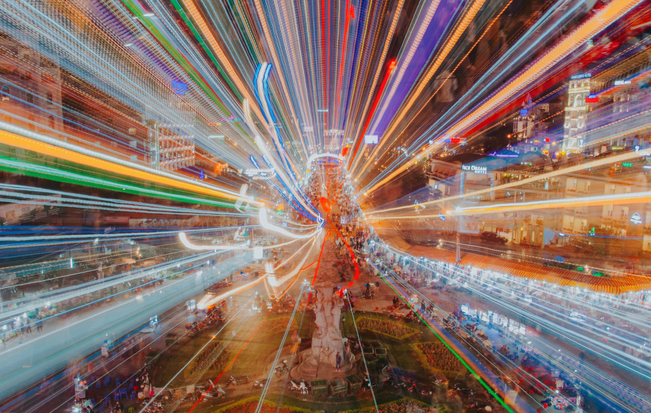 Lasers over city